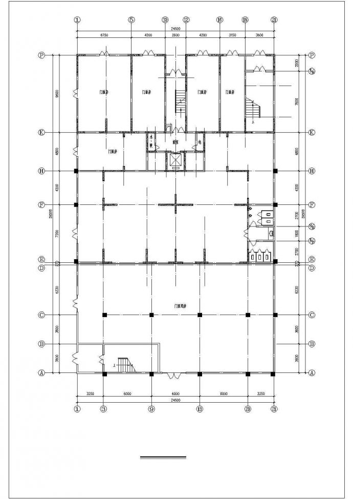 6500平米15层框架结构商住楼平立剖面设计CAD图纸（1-2层商用/含地下室）_图1