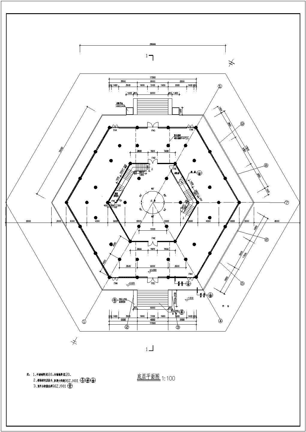 某多层重檐型中式古典塔楼设计cad建筑施工图
