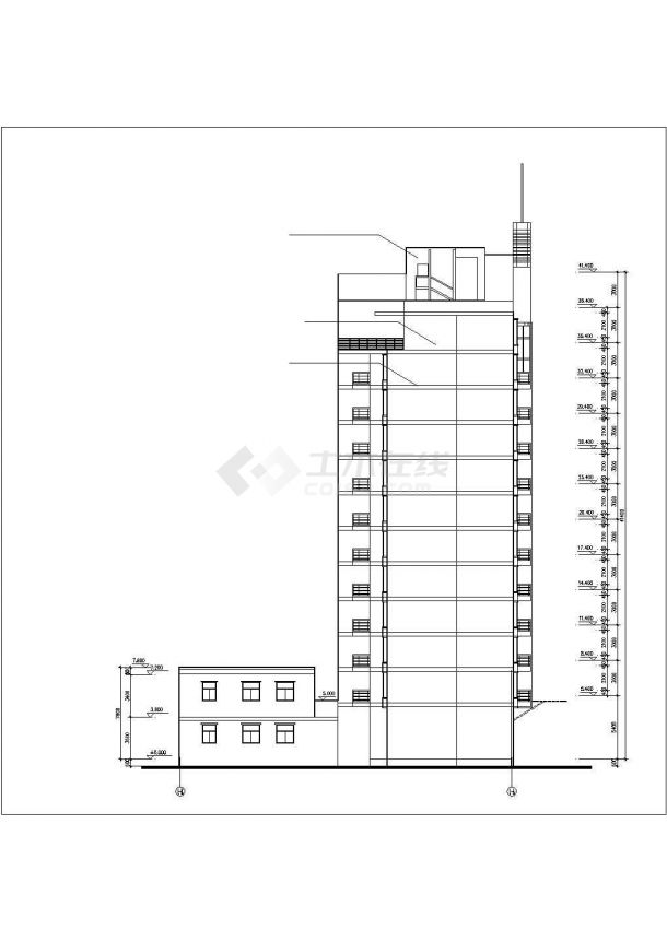 广州xx小区5500平米12层框架结构商住楼建筑设计CAD图纸（底层商用）-图一