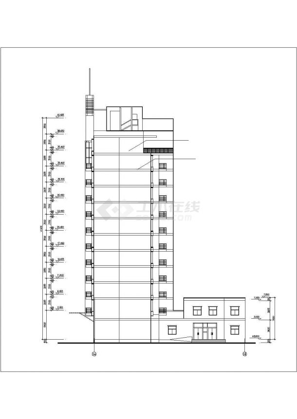 广州xx小区5500平米12层框架结构商住楼建筑设计CAD图纸（底层商用）-图二