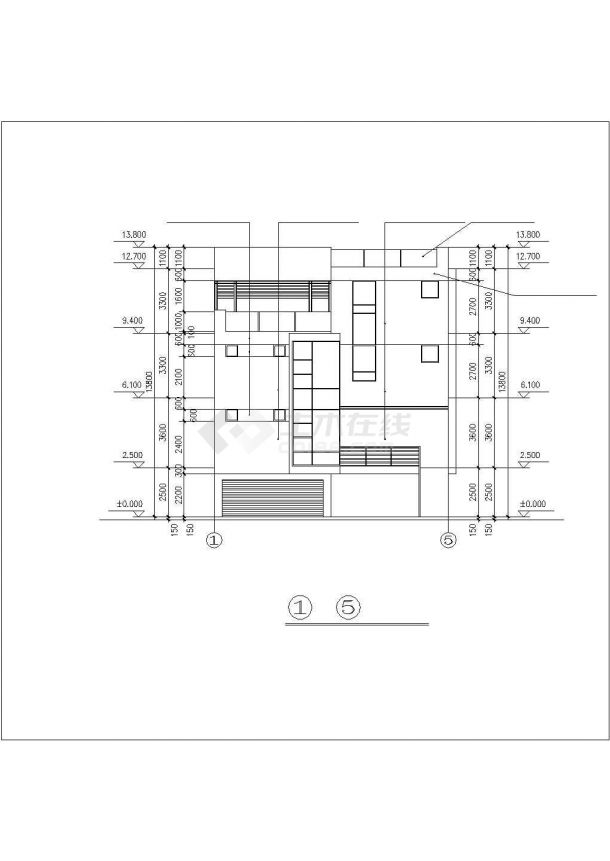某现代化村镇390平米4层砖混结构乡村别墅平立剖面设计CAD图纸-图一
