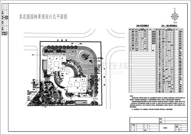 某花园小区CAD景观平面设计施工图-图一