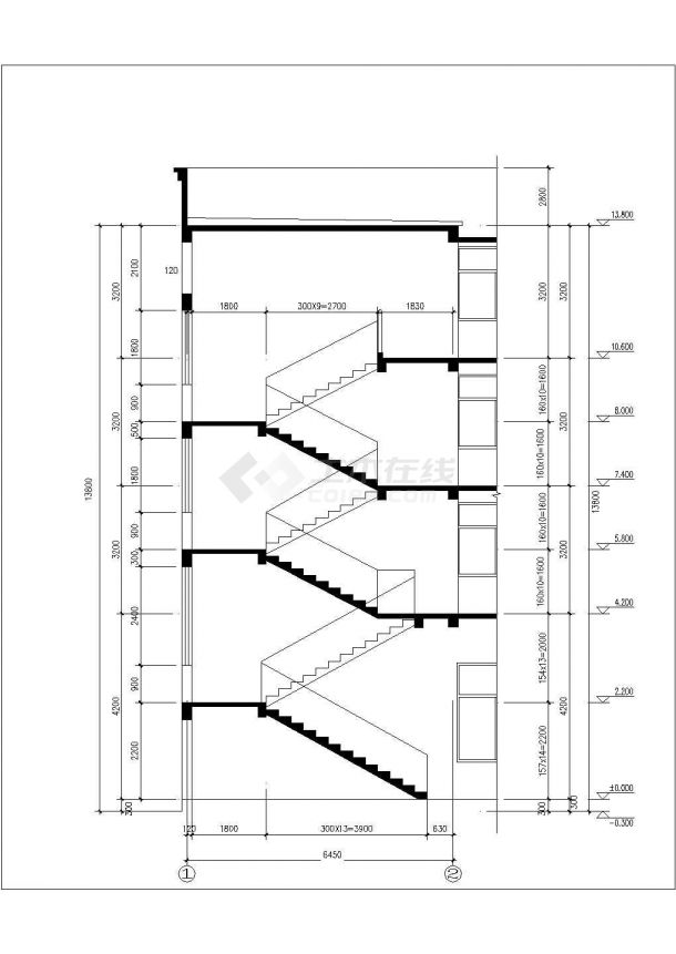 武汉xx工厂占地780平米4层框混结构宿舍楼建筑设计CAD图纸-图一