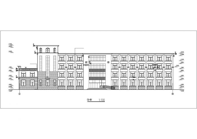 郑州xx学校2260平米五层框架结构学生宿舍楼平立剖面设计CAD图纸_图1