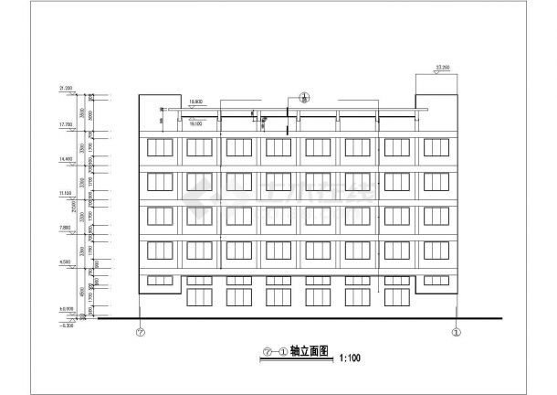 合肥xx职业学院2800平米五层砖混宿舍楼建筑设计CAD图纸-图一