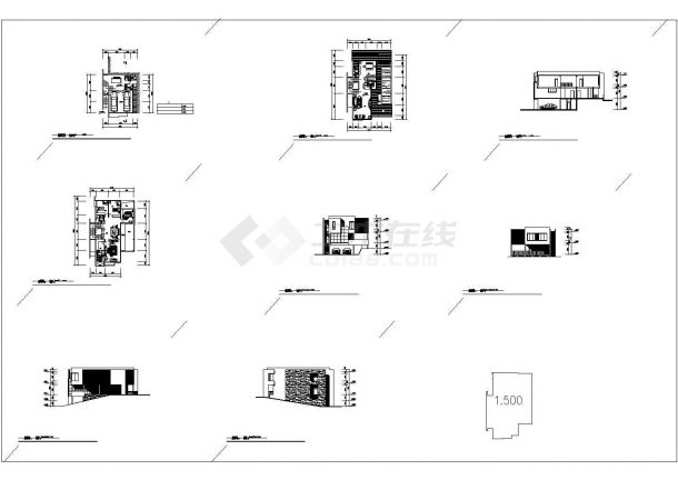 3层现代城市小别墅室内装修施工图带效果图-图一