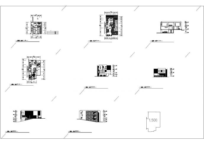 3层现代城市小别墅室内装修施工图带效果图_图1