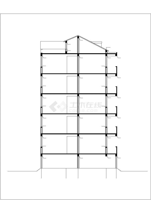 xxx小区4200平米7层混合结构住宅楼平立剖面设计CAD图纸（含阁楼层）-图一