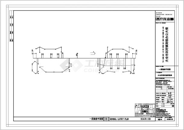 浏河镇财税局办公电气施工建筑设计cad图，共四张-图一