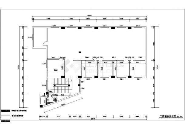 某烟厂行政楼北楼二层施工图办公处CAD设计施工图-图二