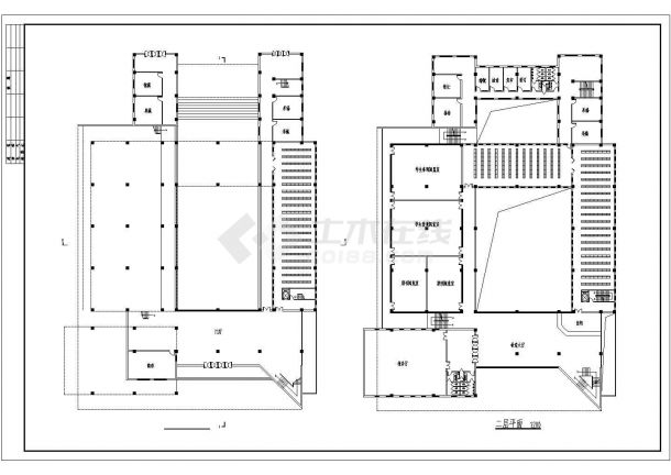 某地区国际高校图书馆平面方案规划设计CAD资料-图二