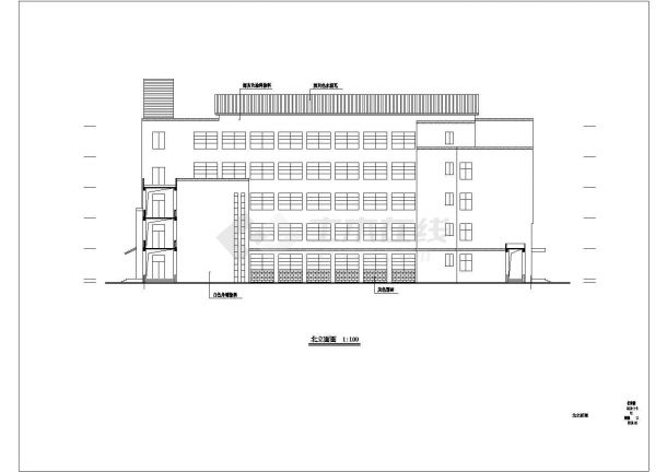 武汉xx大学3600平米五层框架结构教学办公楼平立剖面设计CAD图纸-图一