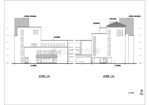 武汉xx大学3600平米五层框架结构教学办公楼平立剖面设计CAD图纸-图二