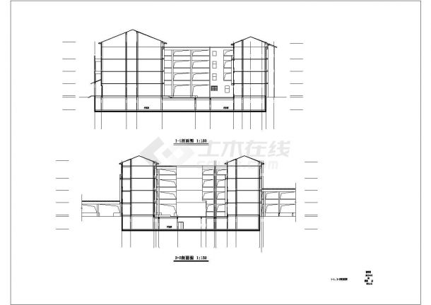 长沙xx高校1.8万平米四层框架结构教学楼平立剖面设计CAD图纸-图一