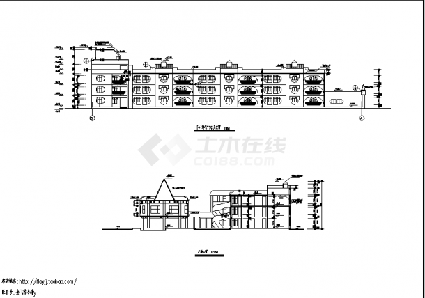 镇江某小区幼儿园3层教学楼建筑设计施工cad图纸-图二