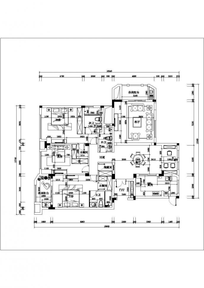 某新古典(三房)别墅室内装修施工图带效果图_图1