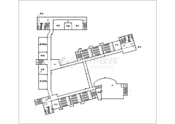 幼儿园1900平米2层框架结构教学楼平立面设计CAD图纸（含总图）-图一