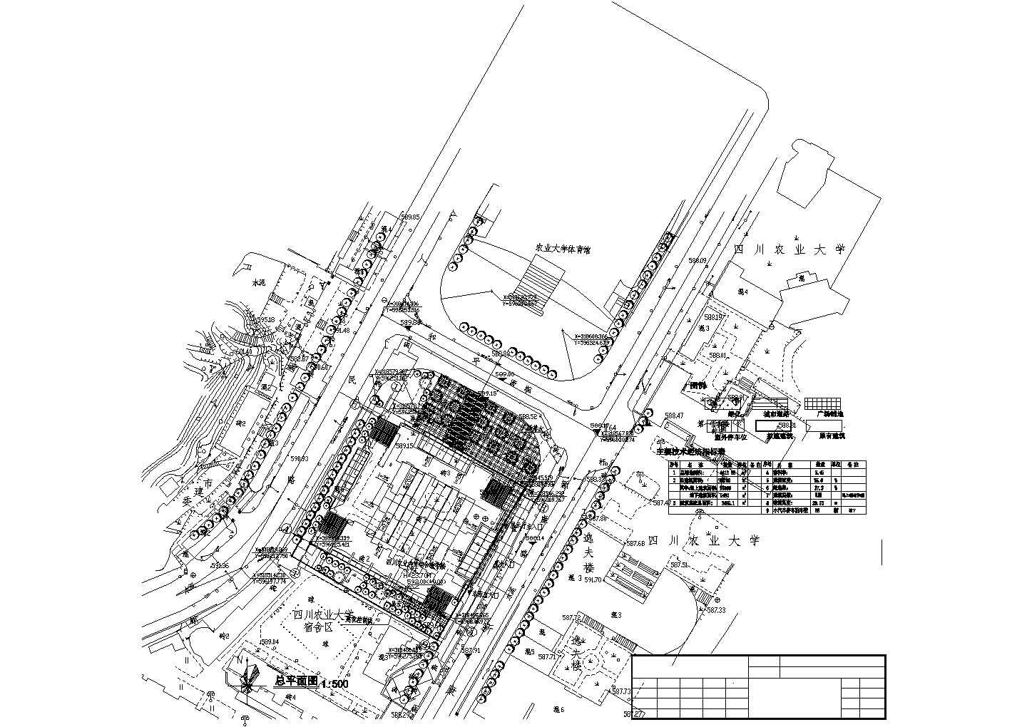 某高校CAD建筑设计完整总规划图纸