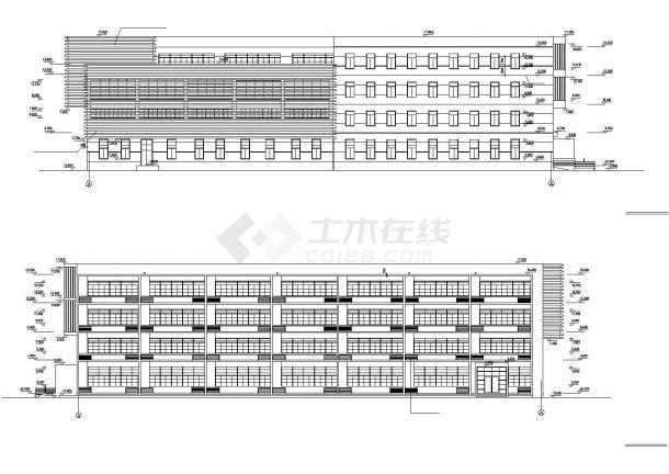 济南市长湖小学6600平米四层框架结构教学楼平立剖面设计CAD图纸-图一