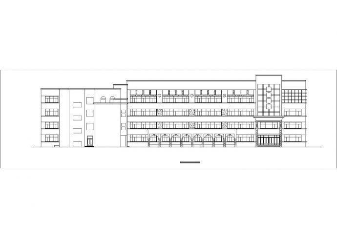 成都市双城小学6400平米四层框架结构教学楼平立剖面设计CAD图纸_图1