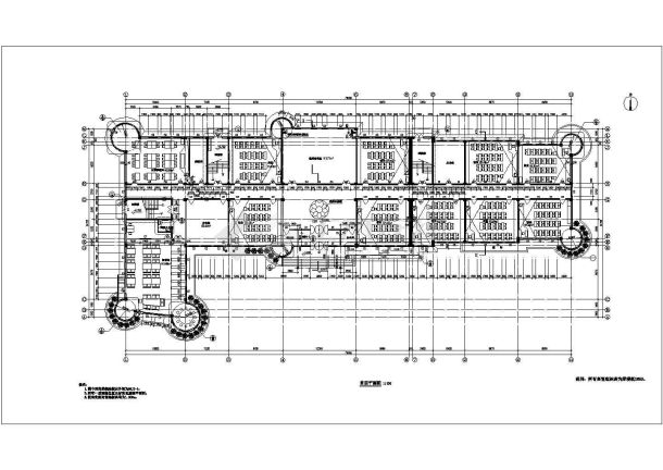 常州市xx小学2100平米三层框架结构小学楼平面设计CAD图纸-图二