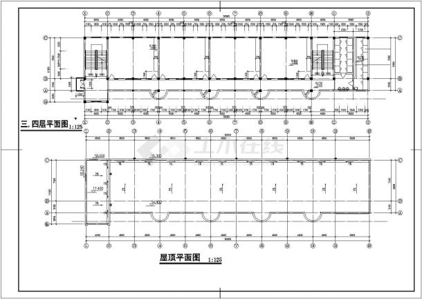济宁市某中学1900平米4层框架结构教学楼平立剖面设计CAD图纸-图二