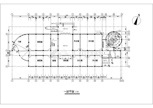 无锡市xx小学3750平米五层框架结构教学楼建筑设计CAD图纸-图二