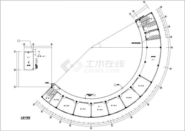 大学8000平米五层框架结构学生食堂全套建筑设计CAD图纸-图一