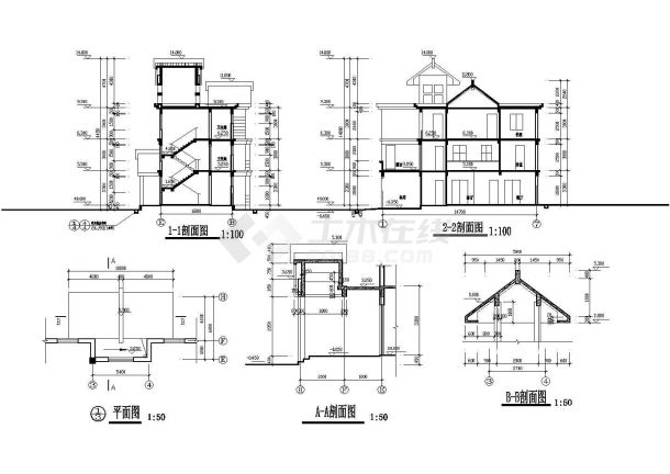 某地多层高级别墅设计CAD施工图(含设计说明)-图二