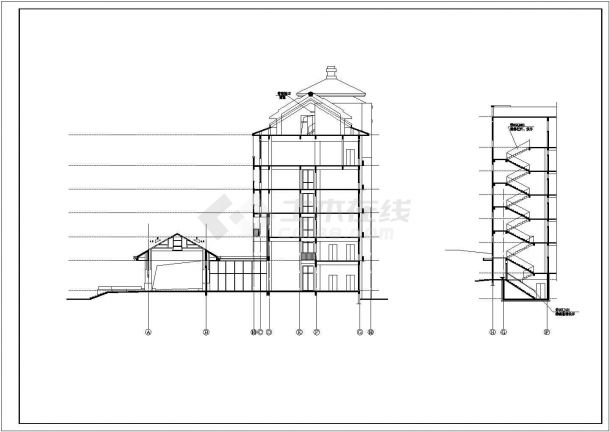 株洲市某消防中队4700平米6层框架结构办公调度楼建筑设计CAD图纸-图一