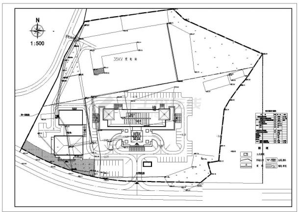 襄阳市某大型电力公司平面规划布局设计CAD图纸（占地2.9万平米）-图一