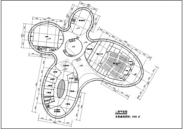某公建北大资源新文化中心CAD平面设计图纸-图一