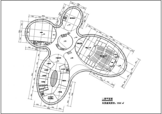某公建北大资源新文化中心CAD平面设计图纸_图1