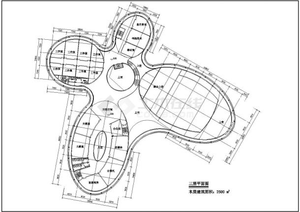 某公建北大资源新文化中心CAD平面设计图纸-图二
