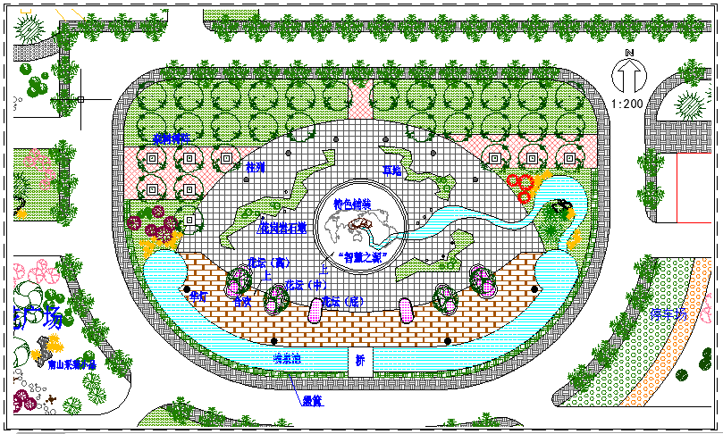 某中心广场CAD景观设计总平面图