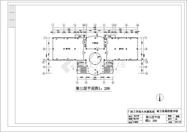 某中学图书馆CAD建筑设计总平面图纸-图一
