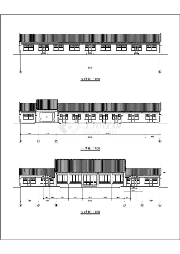 某单层四合院CAD设计施工平方剖面图-图二