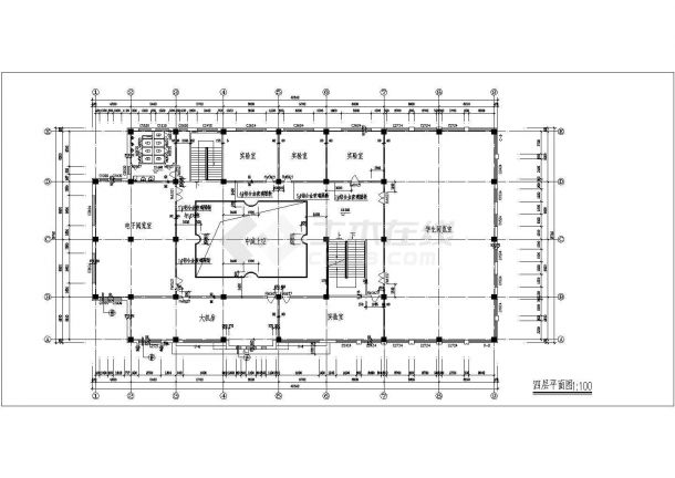 某长48.54米 宽25.74米 五层学校图书馆CAD建筑设计含总平及详图-图二