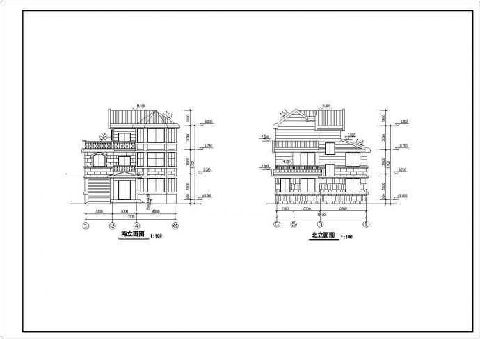某三层现代风格别墅设计图（含7张图纸）_图1