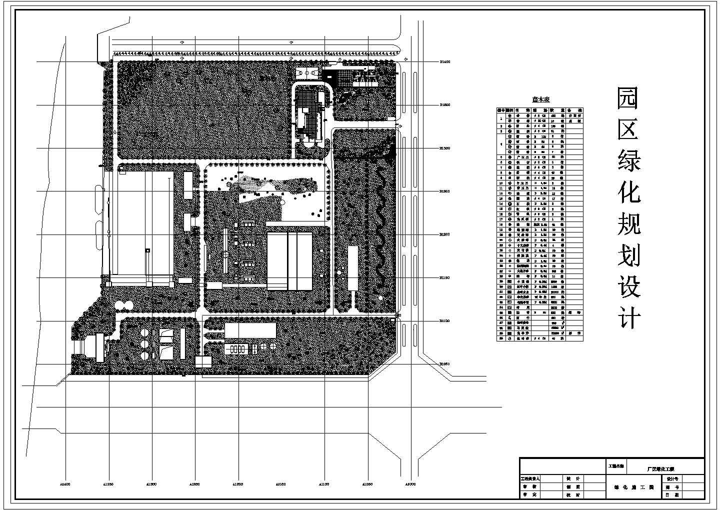 某园区CAD环境绿化设计施工平面图