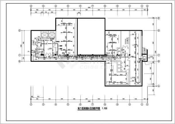 某九层办公楼给排水设计施工CAD图纸-图一