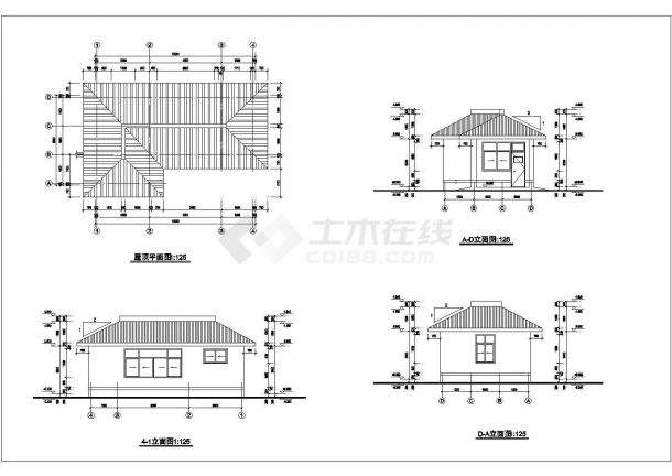 某办公楼门卫建筑设计施工图-图一