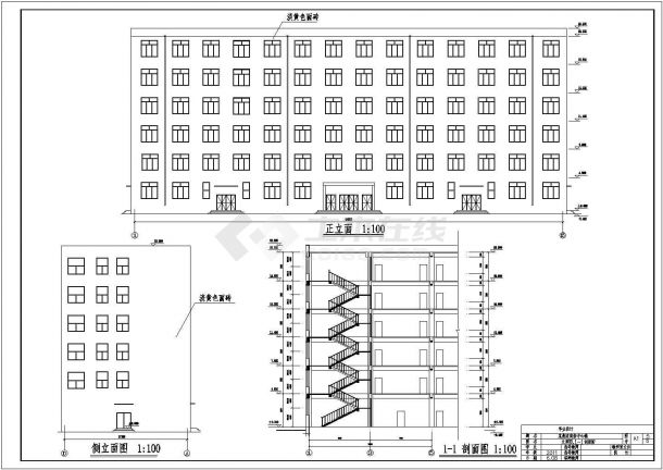 兰州市劳动路某5580平米6层混框结构商务中心建筑设计CAD图纸-图一