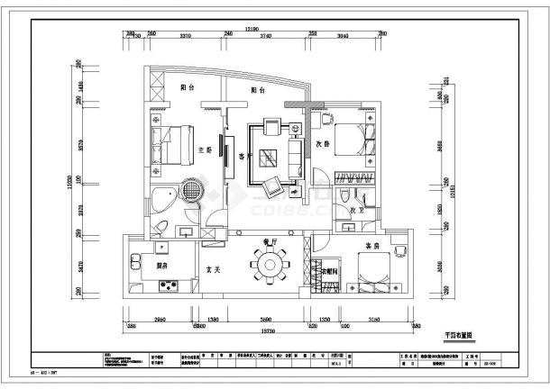 某欧式（三房）私人别墅室内装修施工图-图二
