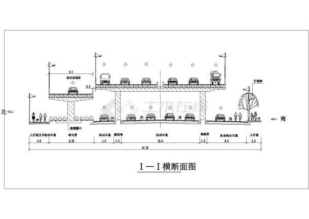 某城市高架道路绿化规划设计cad施工断面图纸-图一