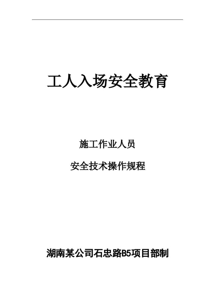 湖南某项目施工作业人员安全技术操作规程-图一