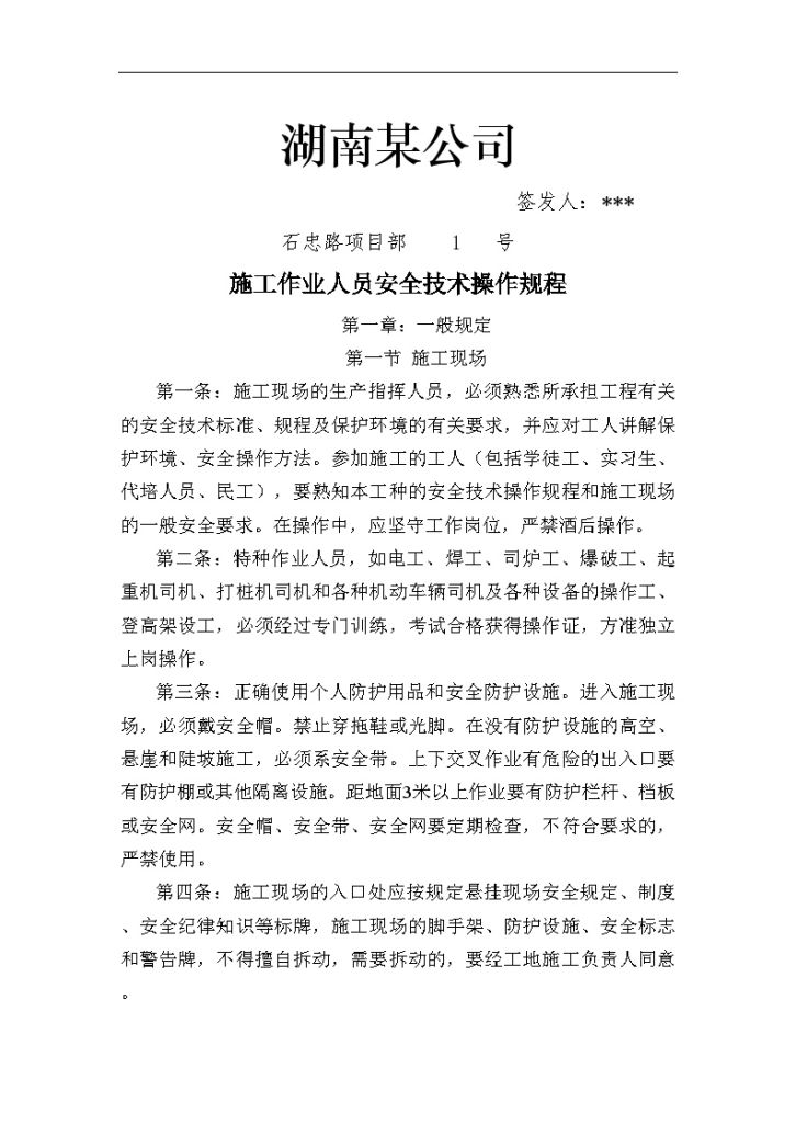 湖南某项目施工作业人员安全技术操作规程-图二