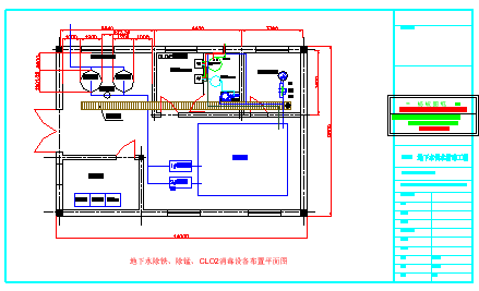 某地下水除铁、除锰、CLO2消毒工艺设计cad施工图纸-图二