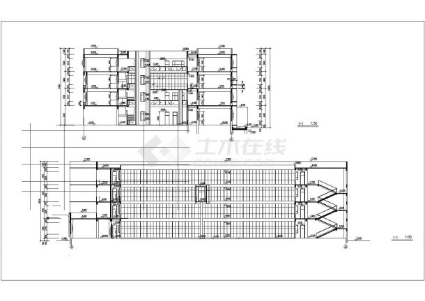 镇江市南元小学四层框架结构教学楼全套建筑设计CAD图纸（含总图）-图二