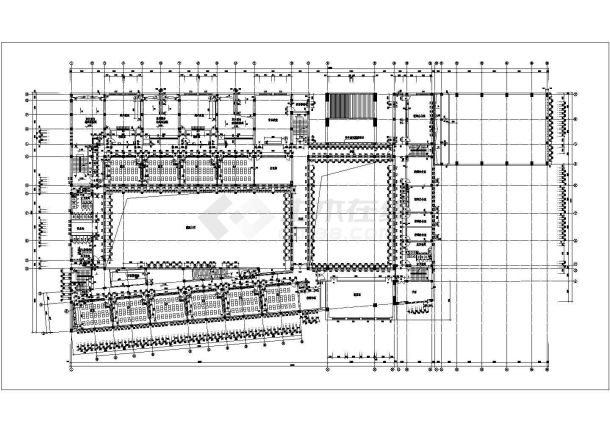 北京市顺义区某外国语小学4层框架结构教学楼全套平面设计CAD图纸-图二